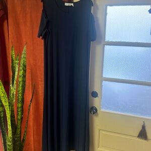 navy blue cold shoulder maxi